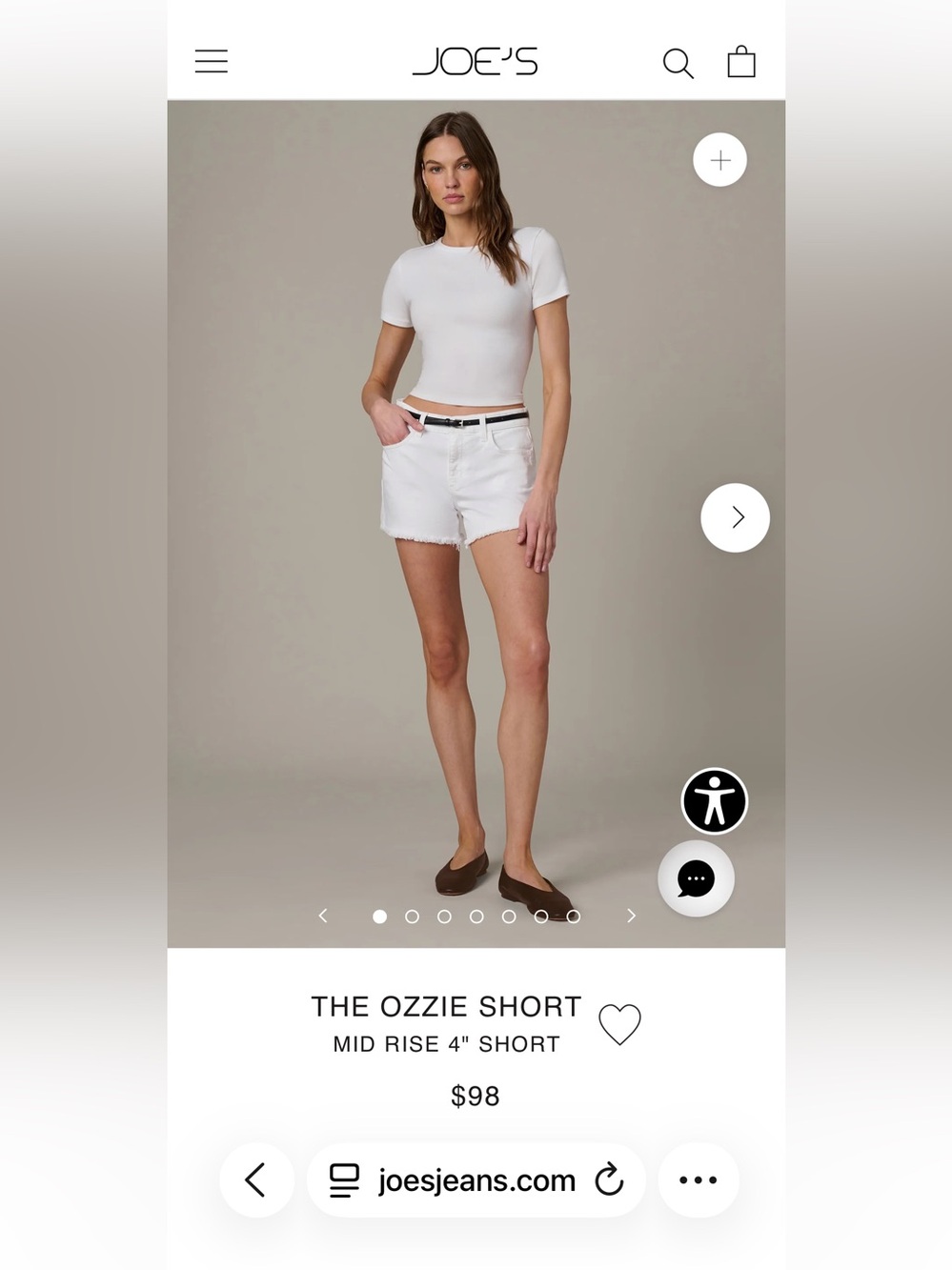 JOE’s Jeans White Ozzie Frayed Hem Denim Shorts size 30 - Picture 2 of 6